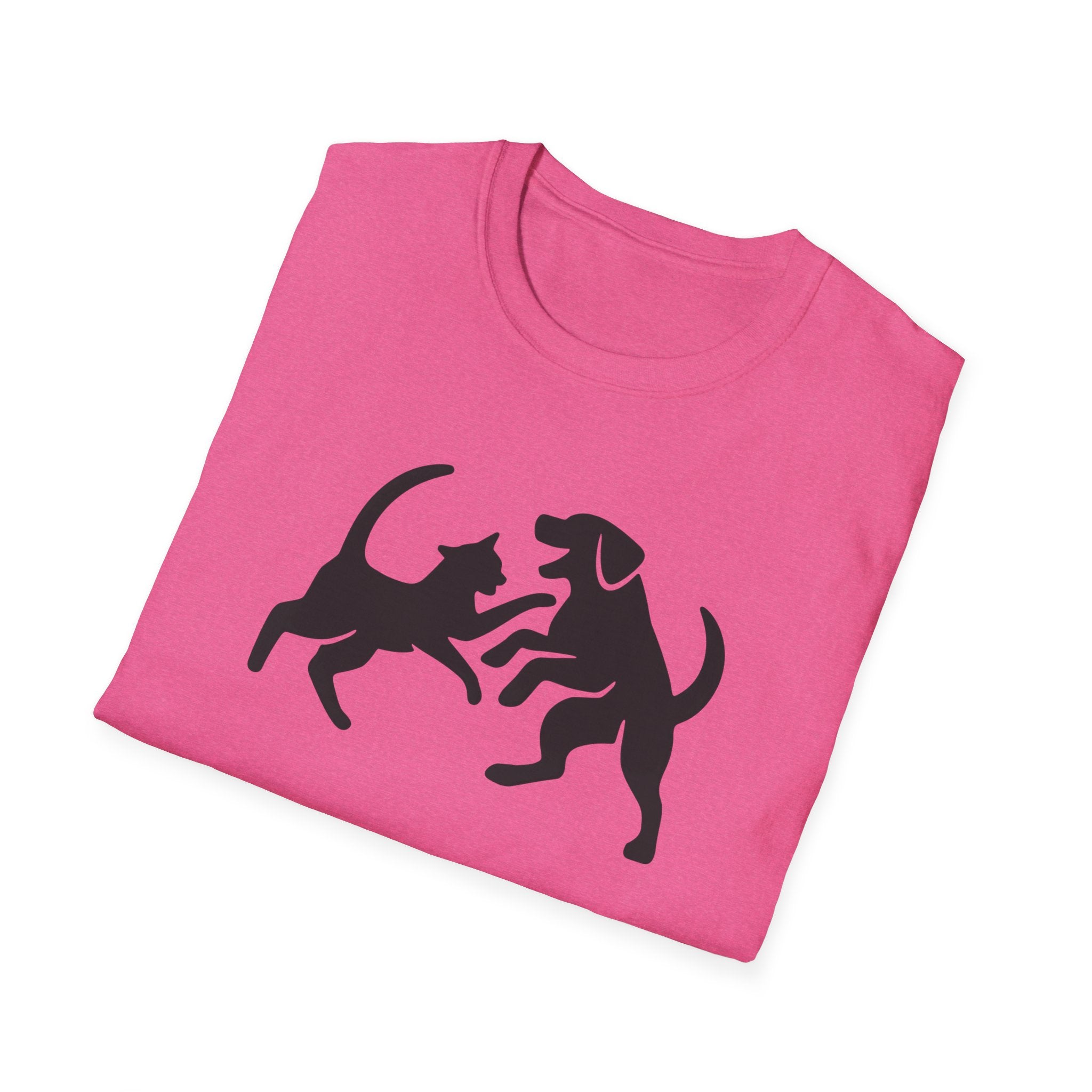 Cat and Dog Playing Pet T-Shirt