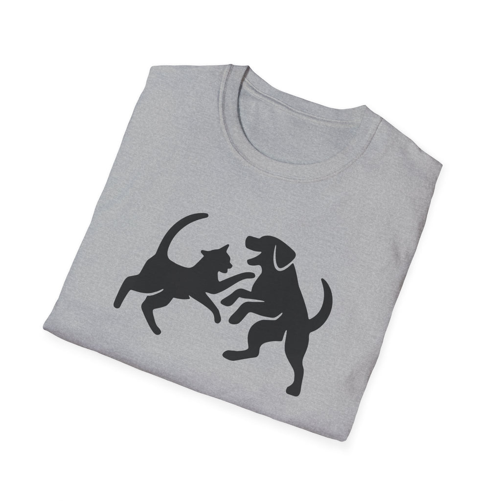 Cat and Dog Playing Pet T-Shirt