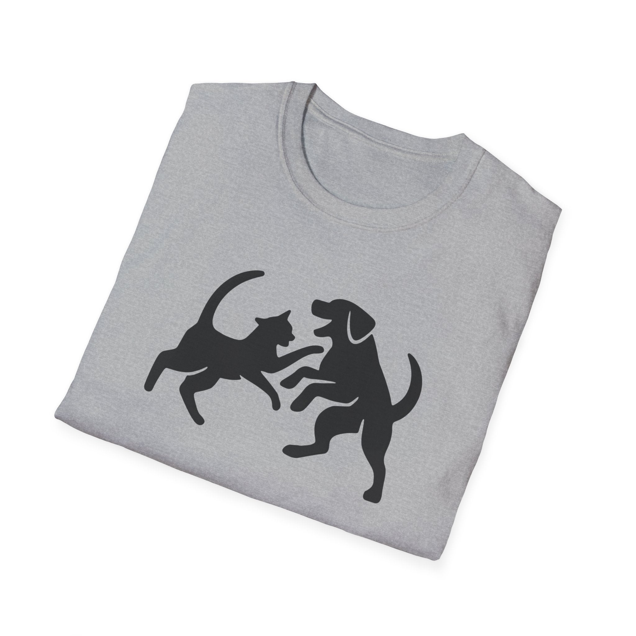Cat and Dog Playing Pet T-Shirt