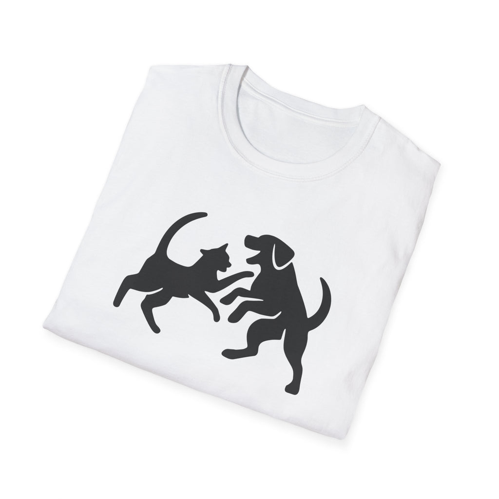 Cat and Dog Playing Pet T-Shirt