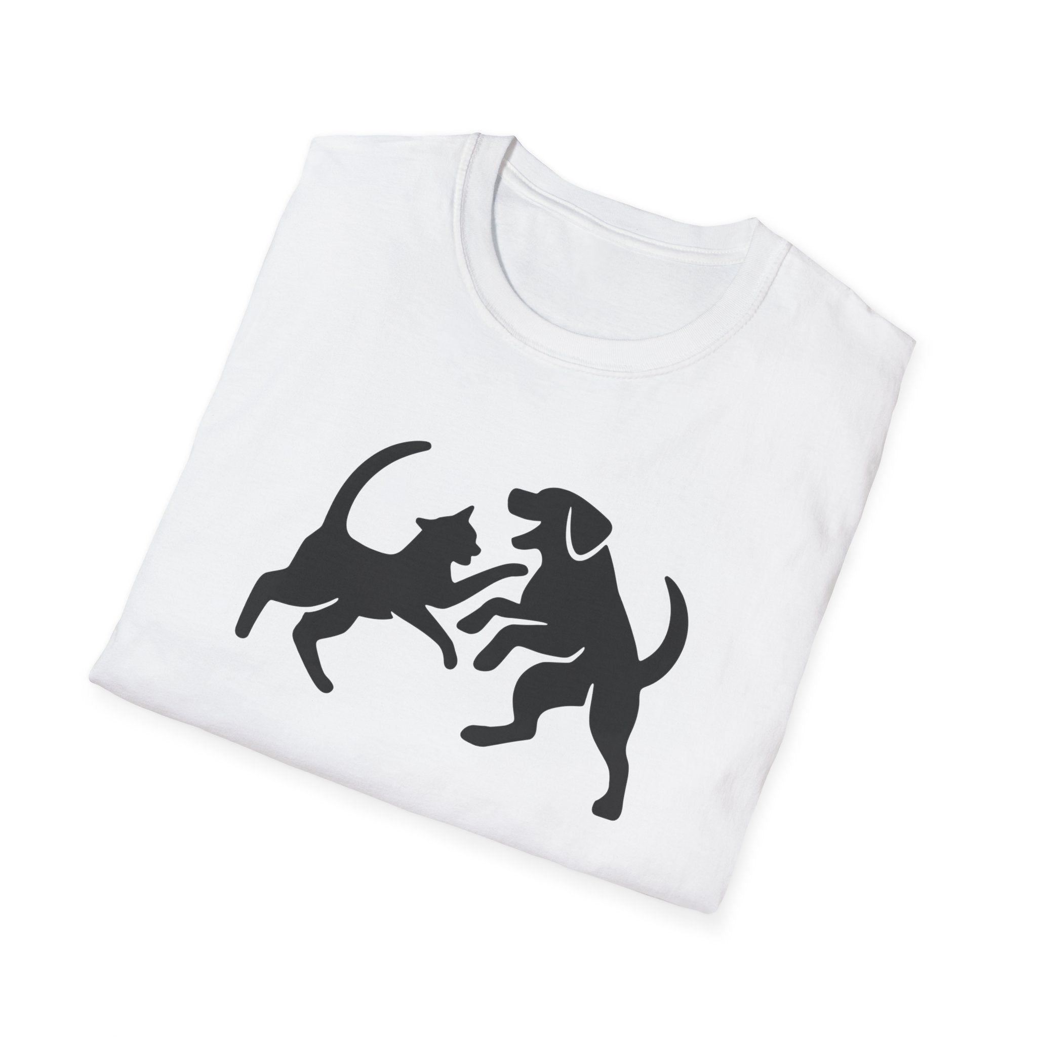 Cat and Dog Playing Pet T-Shirt