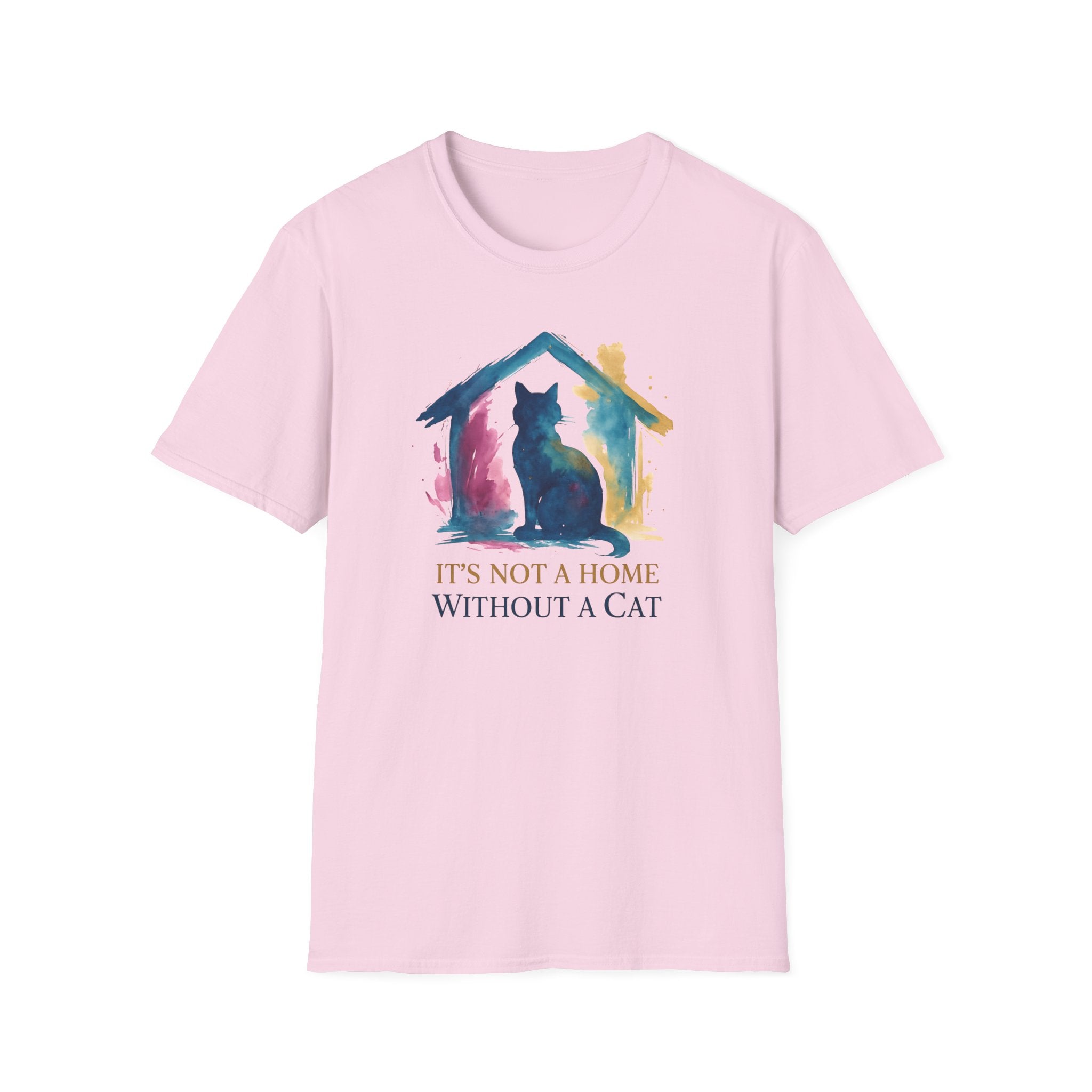 Watercolor It's Not a Home Without a Cat T-Shirt