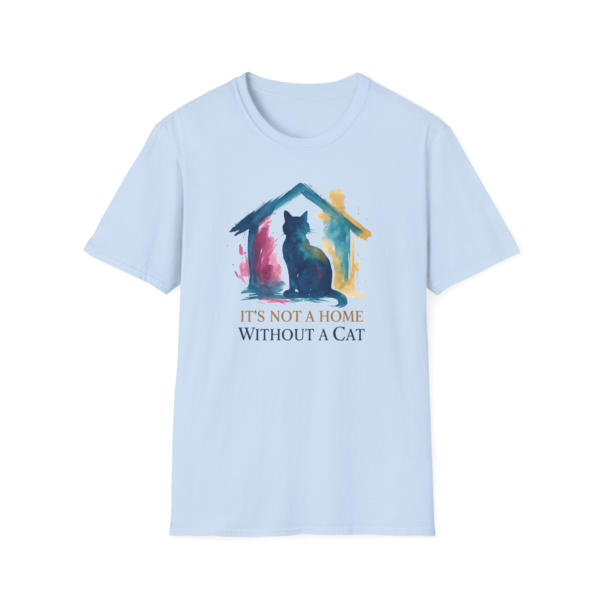 Watercolor It's Not a Home Without a Cat T-Shirt