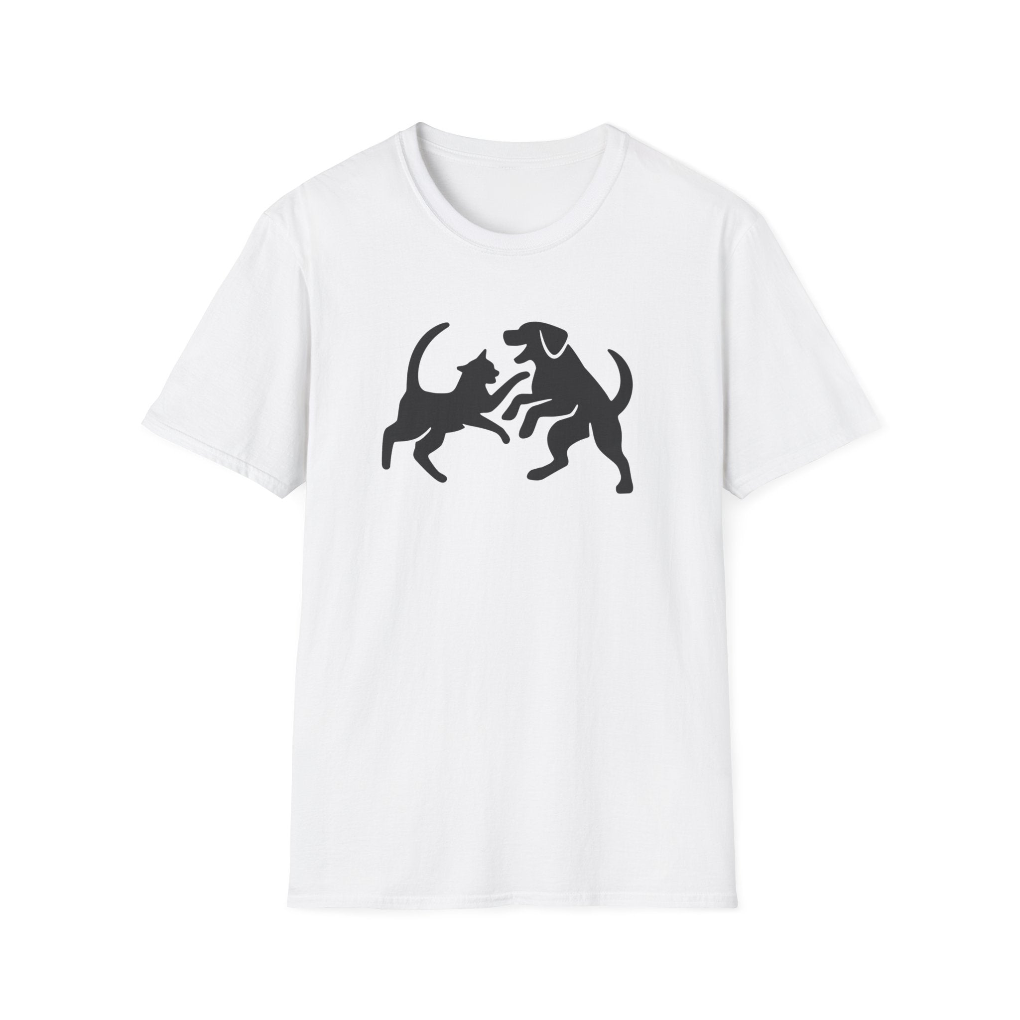 Cat and Dog Playing Pet T-Shirt