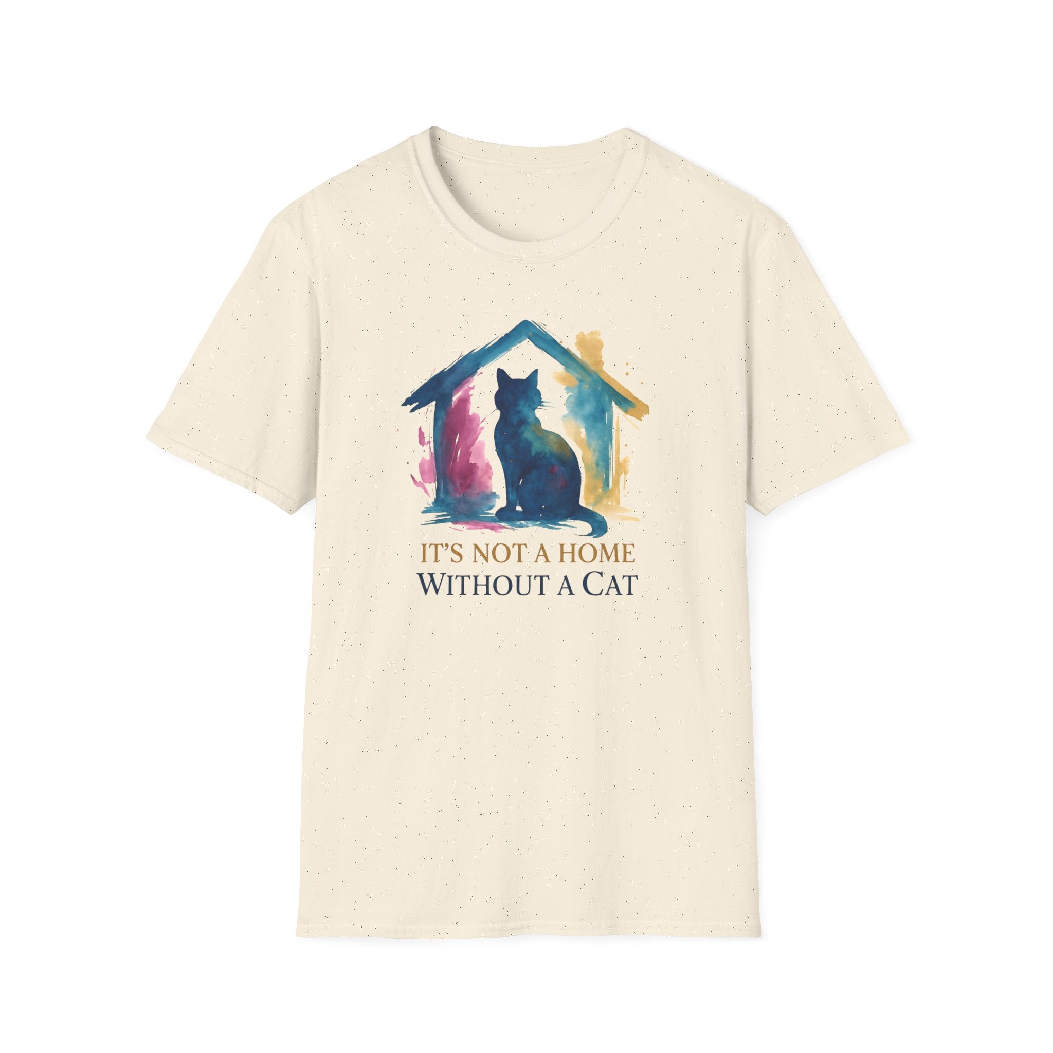 Watercolor It's Not a Home Without a Cat T-Shirt