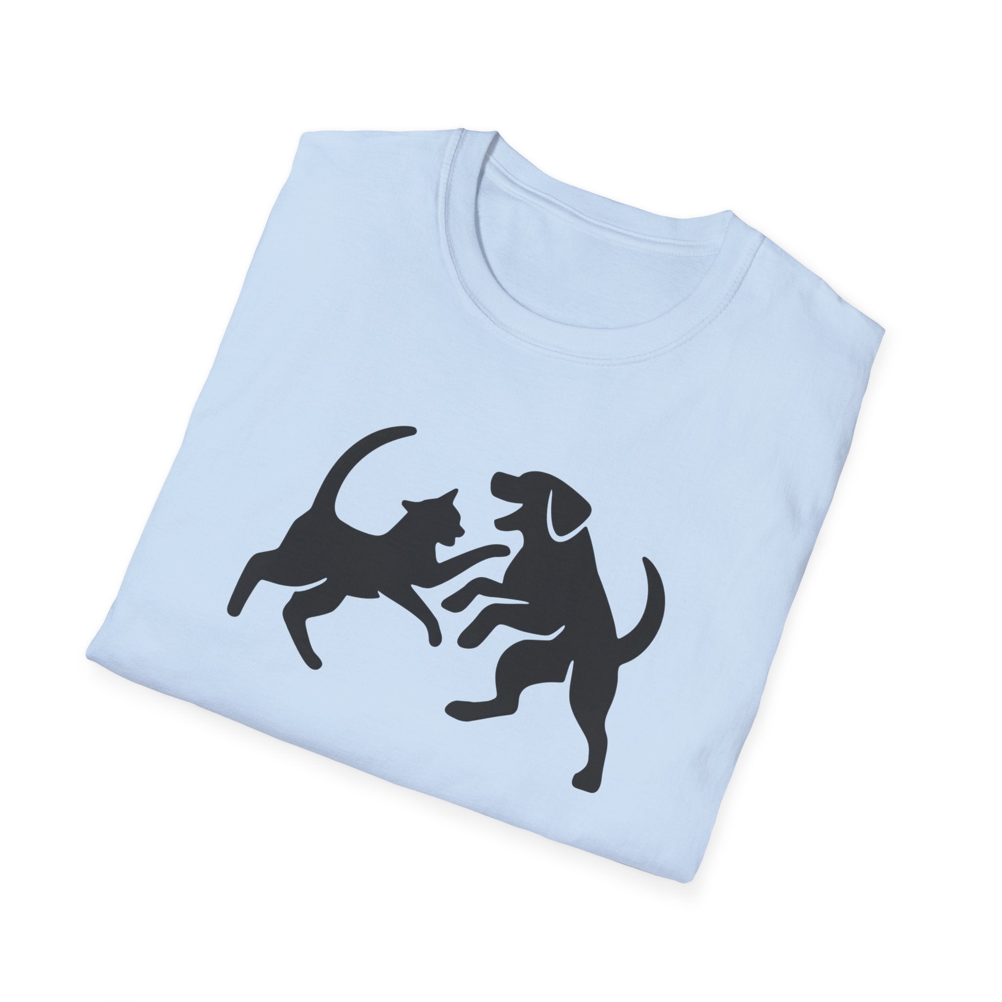 Cat and Dog Playing Pet T-Shirt