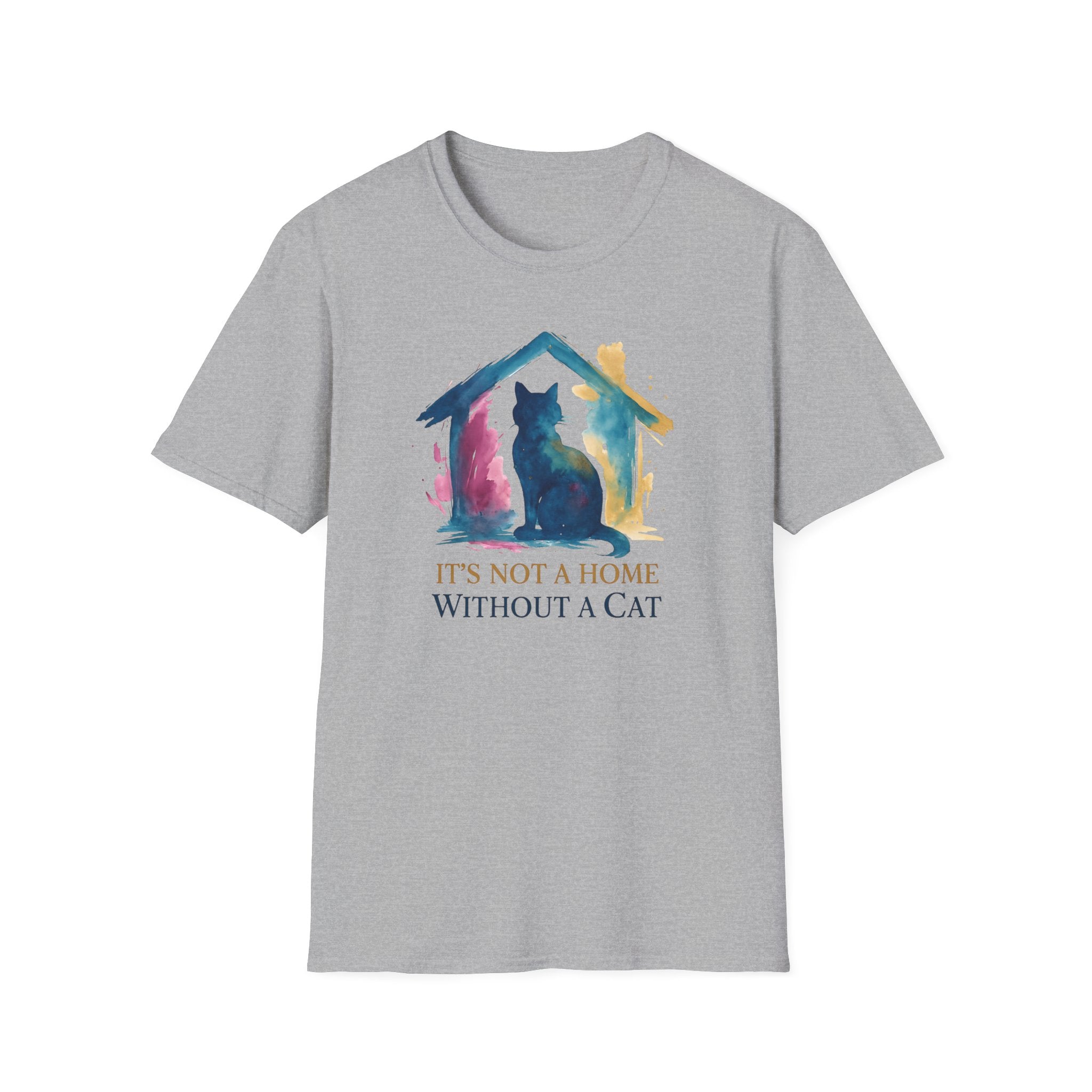 Watercolor It's Not a Home Without a Cat T-Shirt
