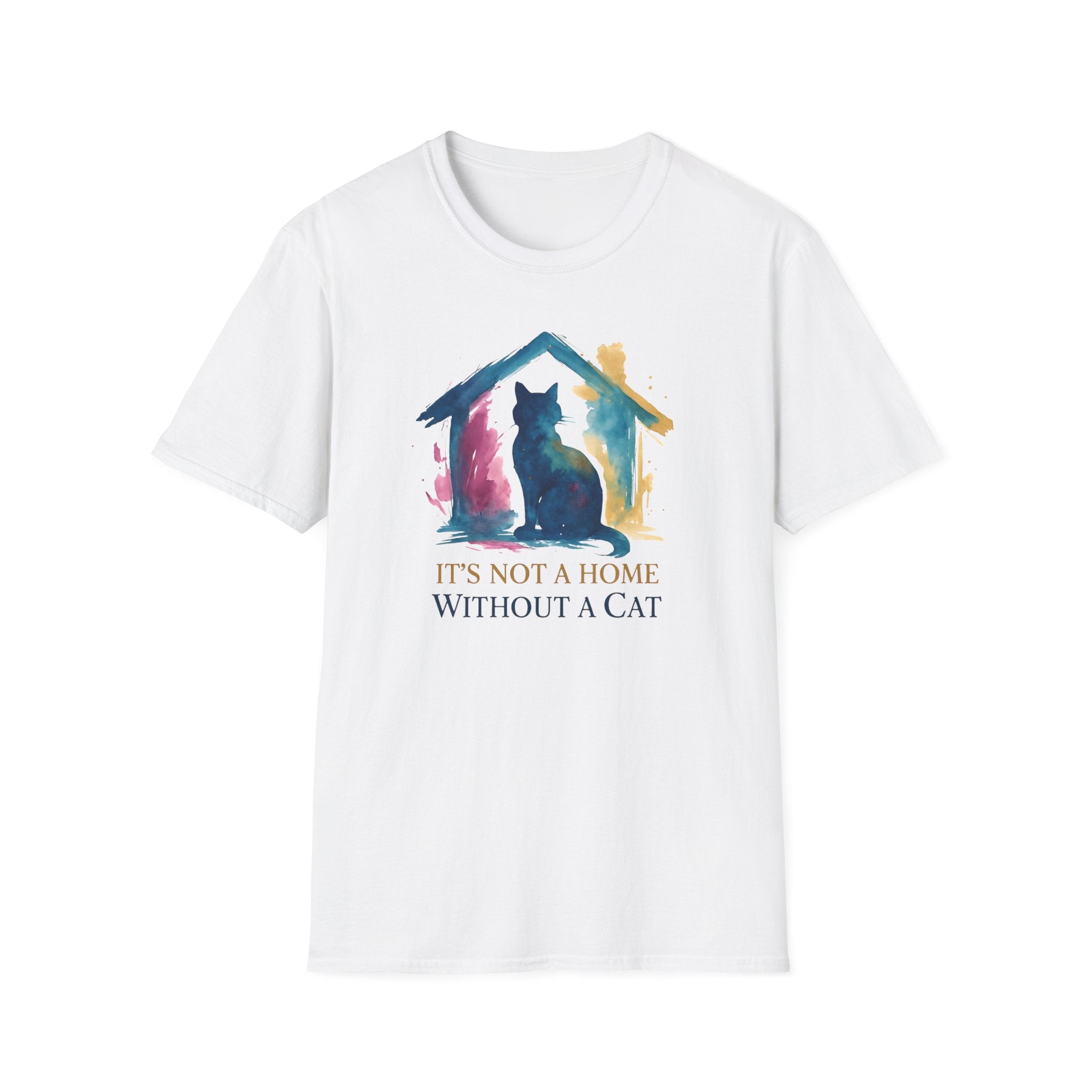 Watercolor It's Not a Home Without a Cat T-Shirt