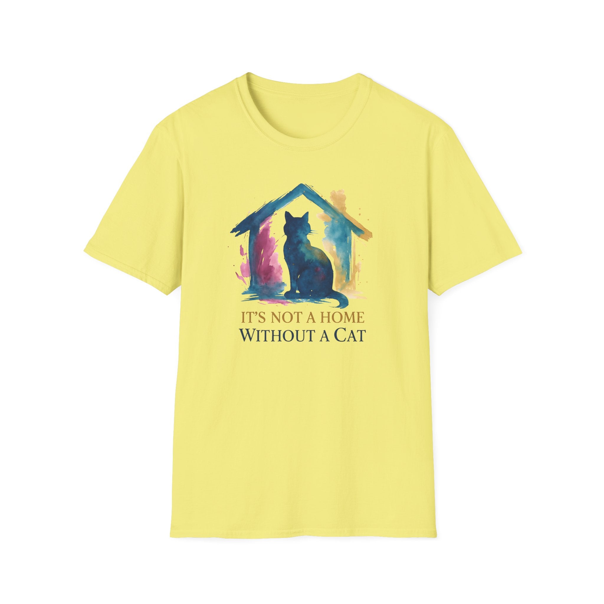 Watercolor It's Not a Home Without a Cat T-Shirt